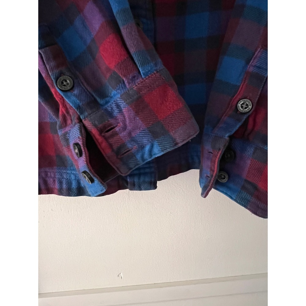 Patagonia Womens Red Blue Plaid Organic Cotton Flannel Button Down Shirt Size 10 - Picture 4 of 6